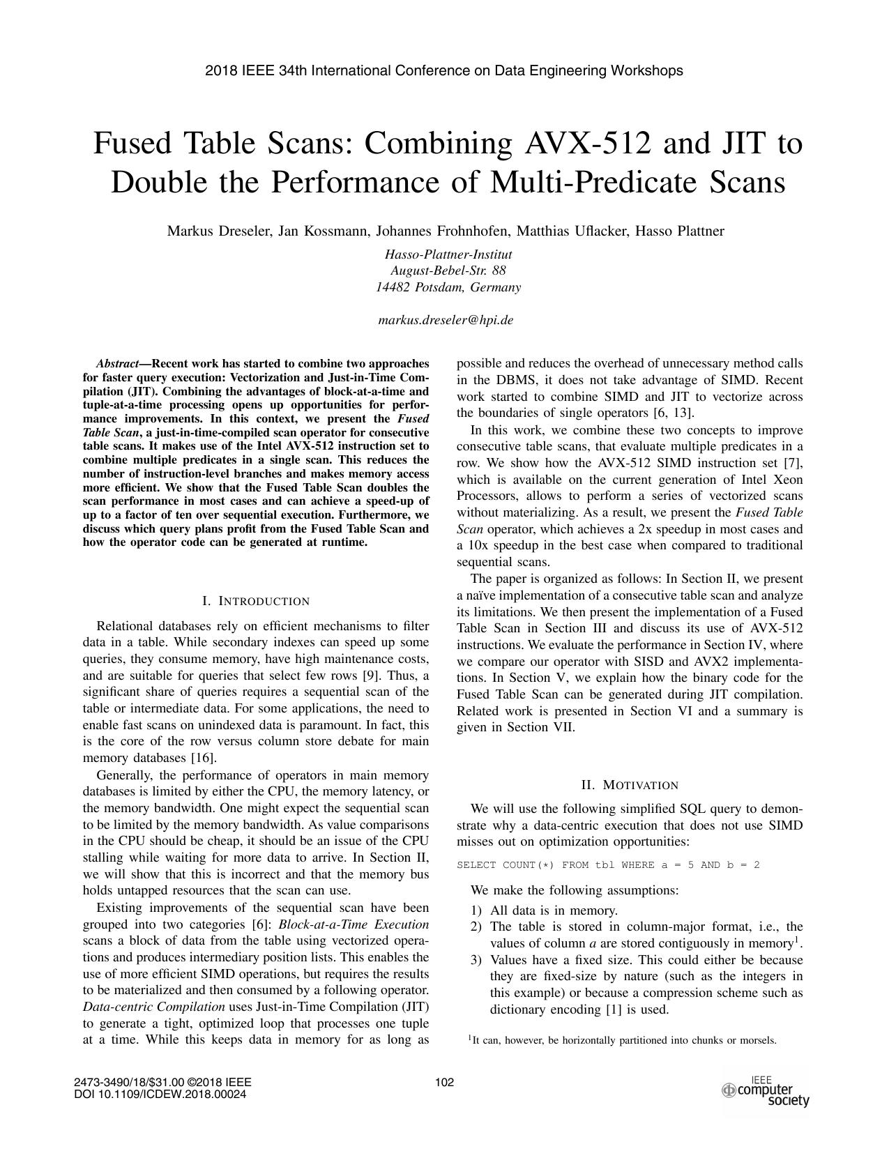 خرید و دانلود نسخه کامل کتاب Fused Table Scans: Combining AVX-512 and JIT to Double the Performance of Multi-Predicate S