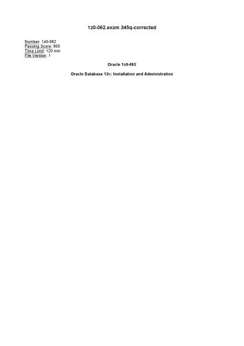 خرید و دانلود نسخه کامل کتاب Oracle 1Z0-062 Exam. 345q. Corrected فایل مجازی و دانلودی