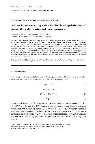 خرید و دانلود نسخه کامل کتاب A branch-reduce-cut algorithm for the global optimization of probabilistically constrained