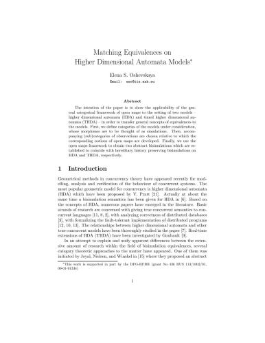 خرید و دانلود نسخه کامل کتاب Matching Equivalences on Higher Dimensional Automata Models