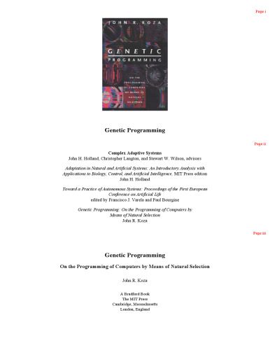 خرید و دانلود نسخه کامل کتاب Genetic Programming: On the Programming of Computers by Means of Natural Selection (Complex