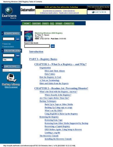 خرید و دانلود نسخه کامل کتاب Mastering Windows 2000 registry فایل مجازی و دانلودی