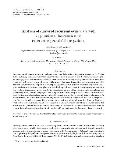 خرید و دانلود نسخه کامل کتاب Analysis of clustered recurrent event data with application to hospitalization rates among
