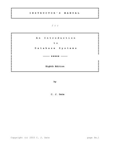 خرید و دانلود نسخه کامل کتاب Instructor s Manual for an Introduction to Database Systems فایل مجازی و دانلودی