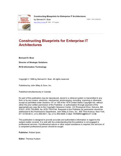 خرید و دانلود نسخه کامل کتاب Constructing Blueprints for Enterprise IT Architectures فایل مجازی و دانلودی