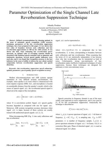 خرید و دانلود نسخه کامل کتاب Parameter Optimization of the Single Channel Late Reverberation Suppression Technique فایل