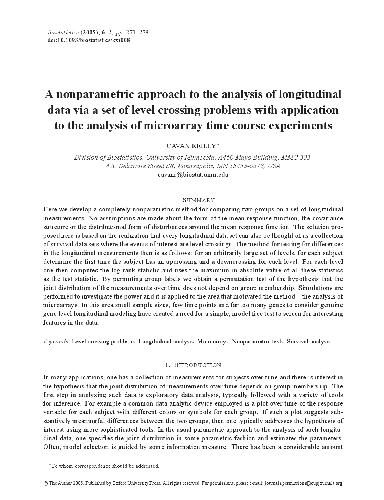 خرید و دانلود نسخه کامل کتاب A nonparametric approach to the analysis of longitudinal data via a set of level crossing p