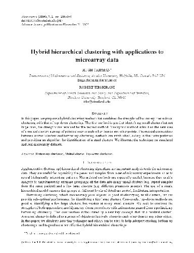 خرید و دانلود نسخه کامل کتاب Hybrid hierarchical clustering with applications to microarray data فایل مجازی و دانلودی