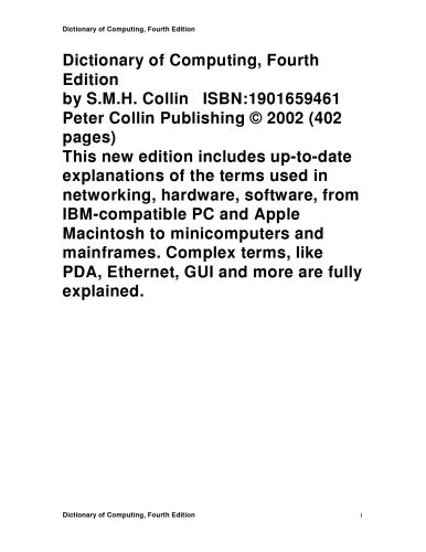 خرید و دانلود نسخه کامل کتاب Dictionary of Computing: Over 10 000 terms clearly defined فایل مجازی و دانلودی