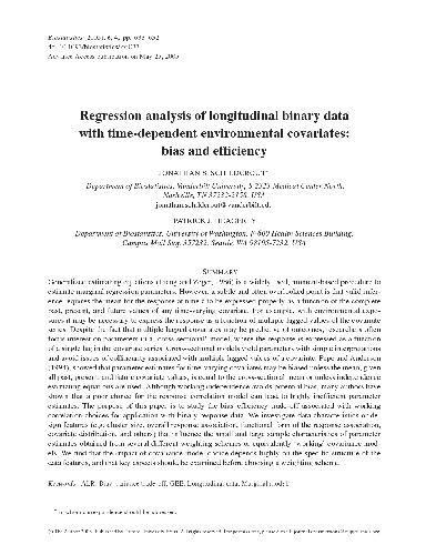 خرید و دانلود نسخه کامل کتاب Regression analysis of longitudinal binary data with time-dependent environmental covariate