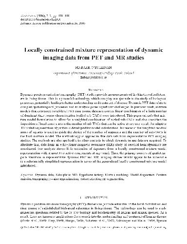خرید و دانلود نسخه کامل کتاب Locally constrained mixture representation of dynamic imaging data from PET and MR studies