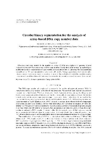 خرید و دانلود نسخه کامل کتاب Circular binary segmentation for the analysis of array-based DNA copy number data فایل مجاز