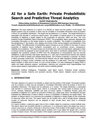 خرید و دانلود نسخه کامل کتاب AI for a Safe Earth: Private Probabilistic Search and Predictive Threat Analytics فایل مجاز