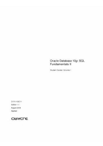 خرید و دانلود نسخه کامل کتاب Oracle 10G – Oracle Database 10G – SQL Fundamentals II – Student Guide فایل مجازی و دانلودی