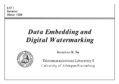 خرید و دانلود نسخه کامل کتاب Data Embedding and Digital Watermarking فایل مجازی و دانلودی