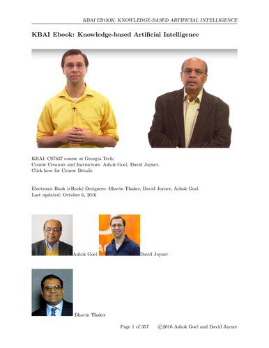 خرید و دانلود نسخه کامل کتاب Lecture Notes for CS 7637: Knowledge-Based Artificial Intelligence (KBAI) and Cognitive Sys