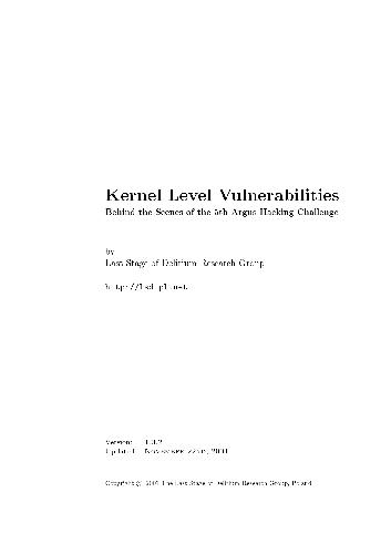 خرید و دانلود نسخه کامل کتاب Kernel Level Vulnerabilities. Behind the Scenes of the 5th Argus Hacking Challenge فایل مجا