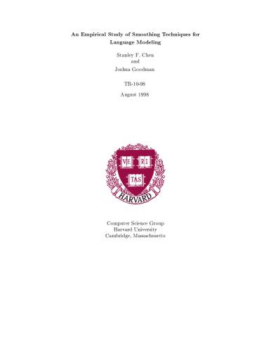 خرید و دانلود نسخه کامل کتاب An Empirical Study of Smoothing Techniques for Language Modeling فایل مجازی و دانلودی