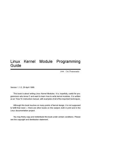 خرید و دانلود نسخه کامل کتاب Linux Kernel Module Programming Guide فایل مجازی و دانلودی
