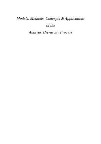 خرید و دانلود نسخه کامل کتاب Models  Methods  Concepts & Applications of the Analytic Hierarchy Process فایل مجازی و دان