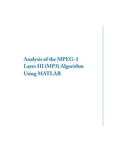 خرید و دانلود نسخه کامل کتاب Analysis of the MPEG-1 Layer III Algorithm Using MATLAB فایل مجازی و دانلودی
