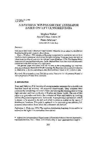 خرید و دانلود نسخه کامل کتاب A bayesian nonparametric estimator based on left censored data فایل مجازی و دانلودی