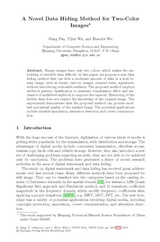 خرید و دانلود نسخه کامل کتاب A Novel Data Hiding Method for Two-Color Images فایل مجازی و دانلودی