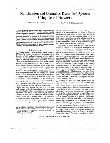 خرید و دانلود نسخه کامل کتاب Identification and Control of Dynamic Systems Using Neural Networks فایل مجازی و دانلودی