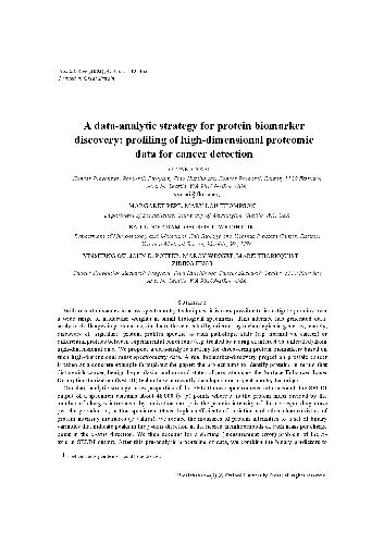 خرید و دانلود نسخه کامل کتاب A data-analytic strategy for protein biomarker discovery profiling of high-dimensional prot