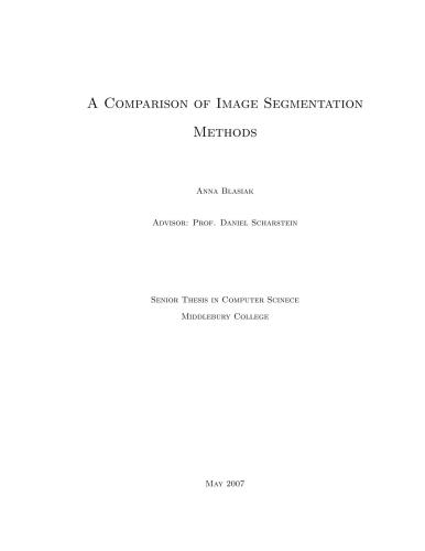 خرید و دانلود نسخه کامل کتاب A Comparison of Image Segmentation Methods فایل مجازی و دانلودی