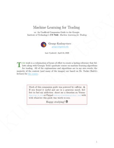 خرید و دانلود نسخه کامل کتاب Machine Learning for Trading  or  An Unofficial Guide to Georgia Institute of Technology s