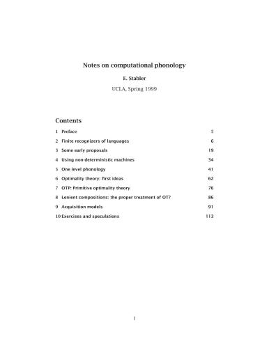 خرید و دانلود نسخه کامل کتاب Notes on Computational Phonology فایل مجازی و دانلودی