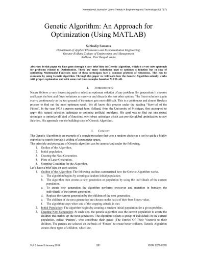 خرید و دانلود نسخه کامل کتاب Genetic Algorithm: An Approach for Optimization (Using MATLAB) فایل مجازی و دانلودی