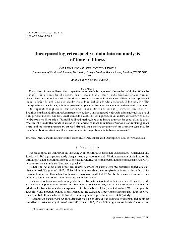 خرید و دانلود نسخه کامل کتاب Incorporating retrospective data into an analysis of time to illness فایل مجازی و دانلودی