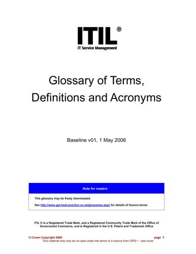 خرید و دانلود نسخه کامل کتاب Glossary of Terms  Definitions and Acronyms فایل مجازی و دانلودی
