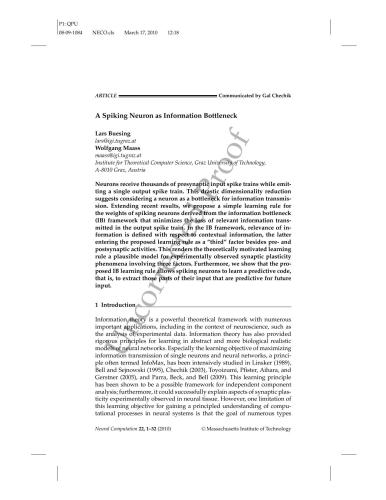 خرید و دانلود نسخه کامل کتاب A Spiking Neuron as Information Bottleneck فایل مجازی و دانلودی