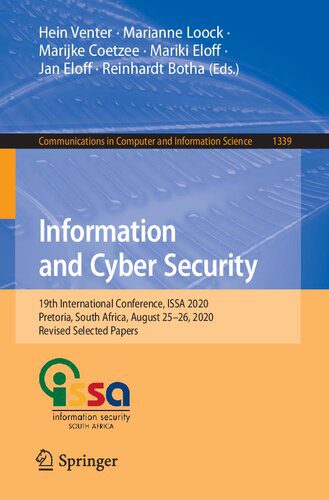 خرید و دانلود نسخه کامل کتاب Information and Cyber Security: 19th International Conference  ISSA 2020  Pretoria  South A