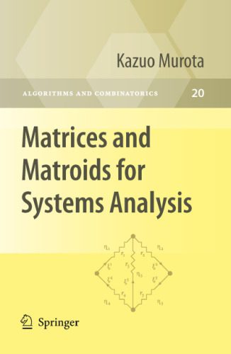 خرید و دانلود نسخه کامل کتاب Matrices and Matroids for Systems Analysis فایل مجازی و دانلودی