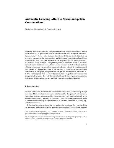 خرید و دانلود نسخه کامل کتاب Automatic Labeling Affective Scenes in Spoken Conversations فایل مجازی و دانلودی