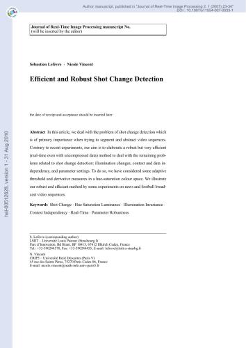 خرید و دانلود نسخه کامل کتاب Efficient and Robust Shot Change Detection فایل مجازی و دانلودی