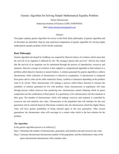 خرید و دانلود نسخه کامل کتاب Genetic Algorithm for Solving Simple Mathematical Equality Problem فایل مجازی و دانلودی