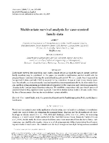 خرید و دانلود نسخه کامل کتاب Multivariate survival analysis for casecontrol family data فایل مجازی و دانلودی
