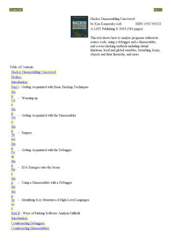 خرید و دانلود نسخه کامل کتاب Hacker disassembling uncovered فایل مجازی و دانلودی