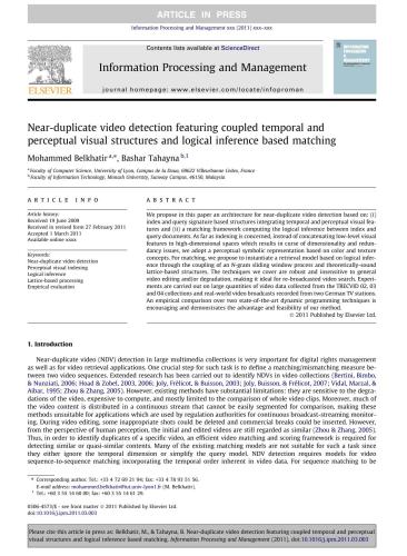 خرید و دانلود نسخه کامل کتاب Near-duplicate video detection featuring coupled temporal and perceptual visual structures