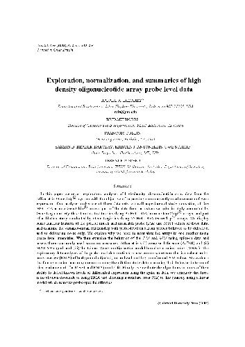 خرید و دانلود نسخه کامل کتاب Exploration  normalization  and summaries of high density oligonucleotide array probe level