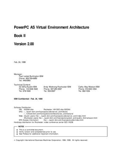 خرید و دانلود نسخه کامل کتاب PowerPC AS Virtual Environment Architecture Book II Version 2.00 فایل مجازی و دانلودی