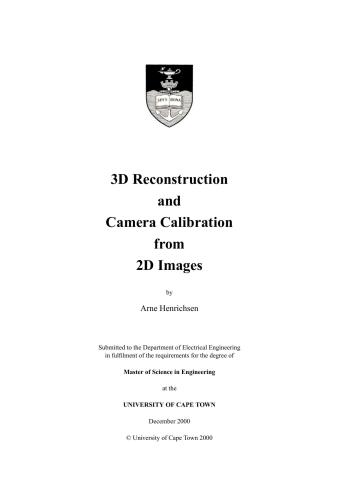 خرید و دانلود نسخه کامل کتاب 3D Reconstruction and Camera Calibration from 2D Images فایل مجازی و دانلودی
