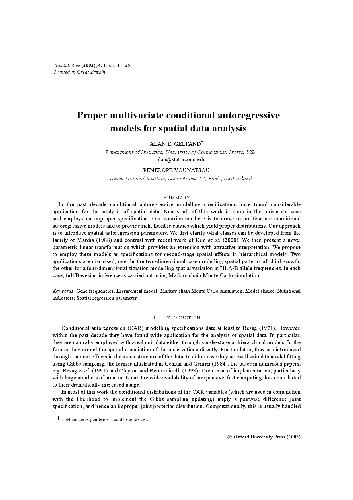 خرید و دانلود نسخه کامل کتاب Proper multivariate conditional autoregressive models for spatial data analysis فایل مجازی