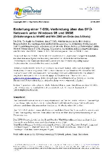 خرید و دانلود نسخه کامل کتاب Erstellung einer T-DSL-Verbindung über das DFÜ-Netzwerk unter Windows 98 und 98SE فایل مجاز