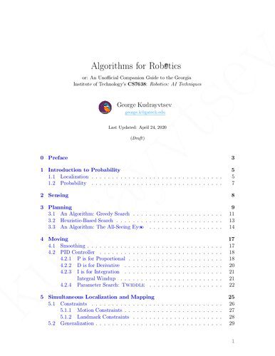 خرید و دانلود نسخه کامل کتاب Algorithms for Robotics  or  An Unofficial Guide to Georgia Institute of Technology s CS763